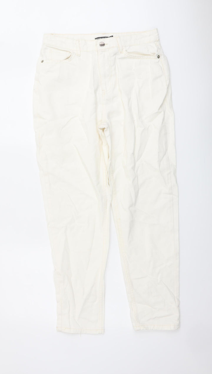 I SAW IT FIRST Womens Ivory Cotton Mom Jeans Size 10 L27 in Regular Button