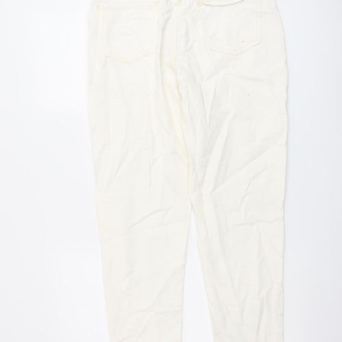 I SAW IT FIRST Womens Ivory Cotton Mom Jeans Size 10 L27 in Regular Button