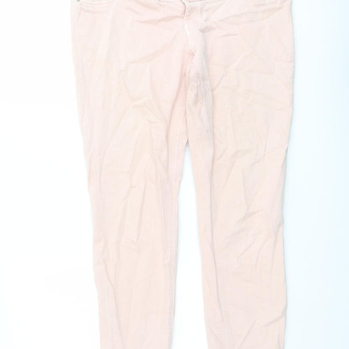 H&M Womens Pink Cotton Straight Jeans Size M L27 in Regular Button