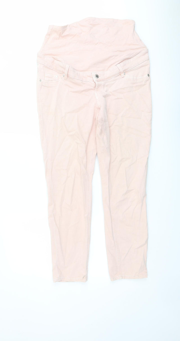 H&M Womens Pink Cotton Straight Jeans Size M L27 in Regular Button