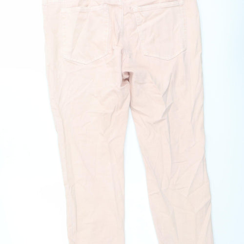 H&M Womens Pink Cotton Straight Jeans Size M L27 in Regular Button