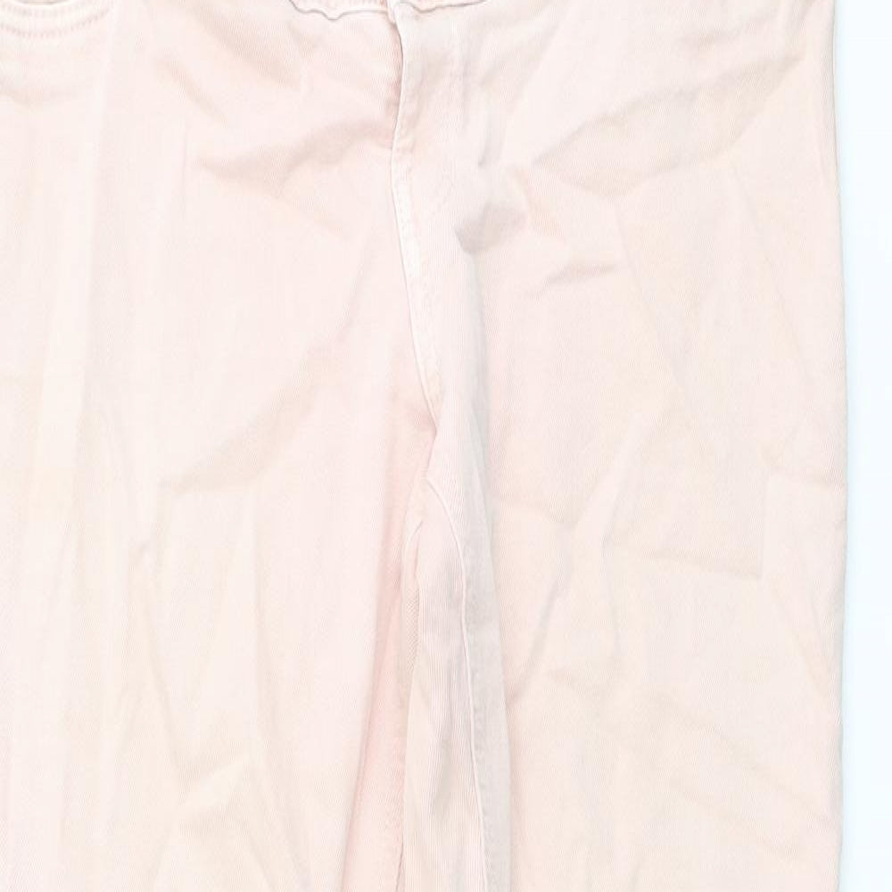 H&M Womens Pink Cotton Straight Jeans Size M L27 in Regular Button