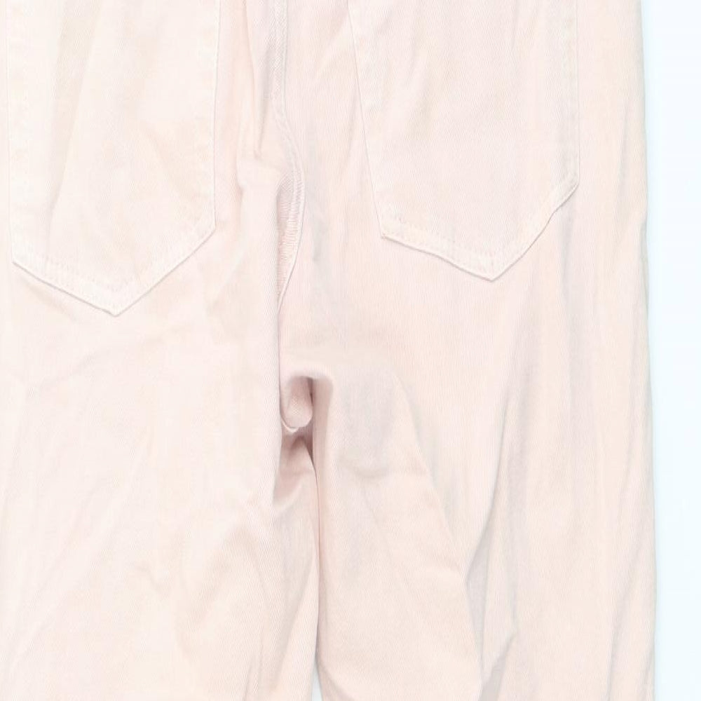 H&M Womens Pink Cotton Straight Jeans Size M L27 in Regular Button