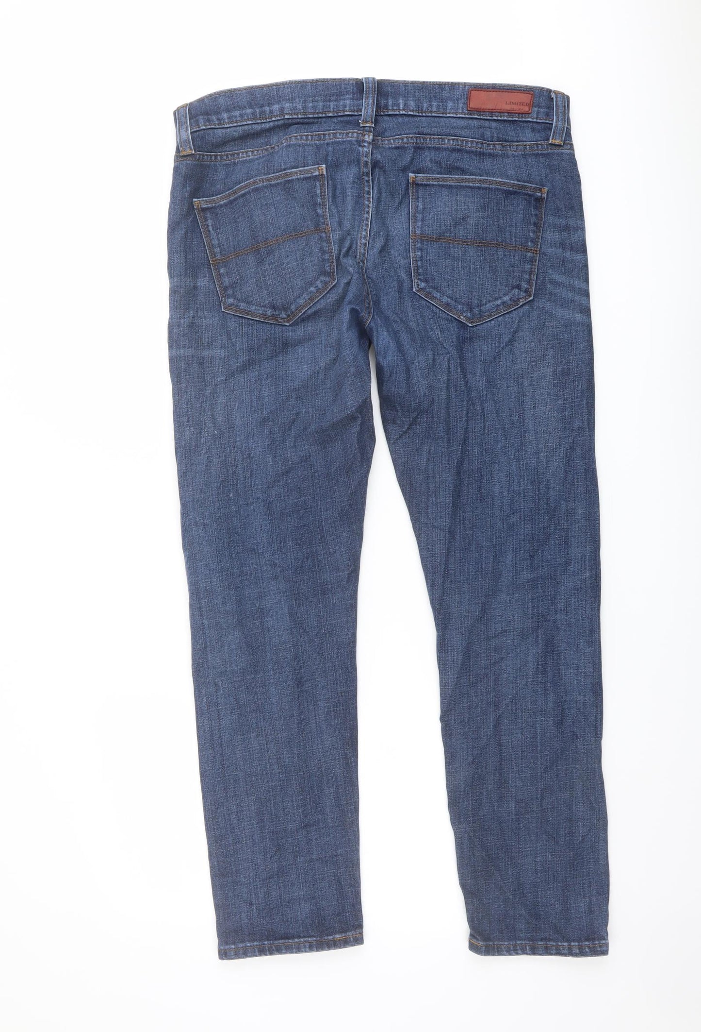 Marks and Spencer Mens Blue Cotton Straight Jeans Size 34 in L29 in Regular Button