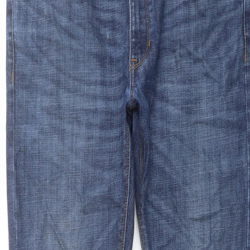 Marks and Spencer Mens Blue Cotton Straight Jeans Size 34 in L29 in Regular Button