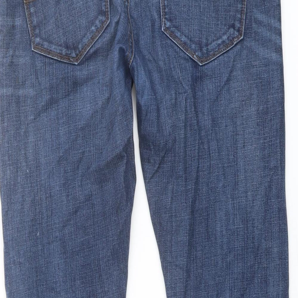 Marks and Spencer Mens Blue Cotton Straight Jeans Size 34 in L29 in Regular Button
