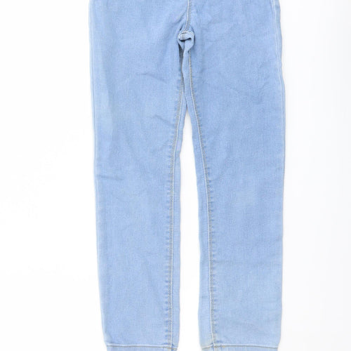 Denim & Co. Girls Blue Cotton Skinny Jeans Size 8-9 Years Regular Pullover