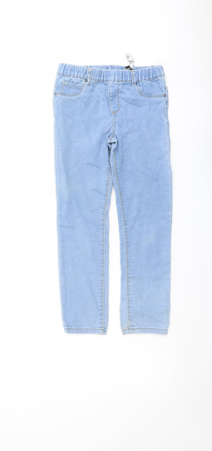 Denim & Co. Girls Blue Cotton Skinny Jeans Size 8-9 Years Regular Pullover