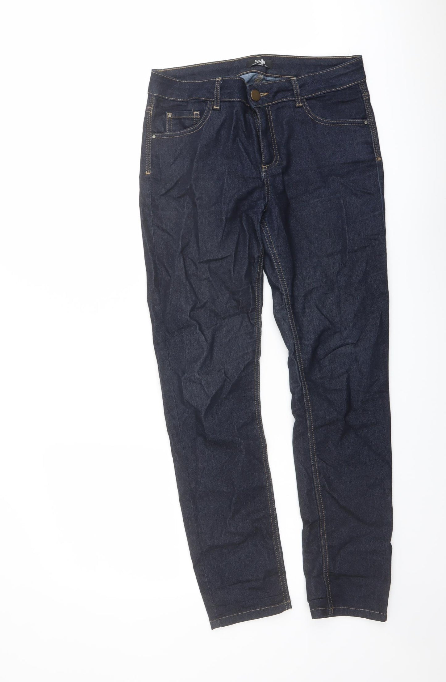Wallis Womens Blue Cotton Straight Jeans Size 10 L28 in Regular Button