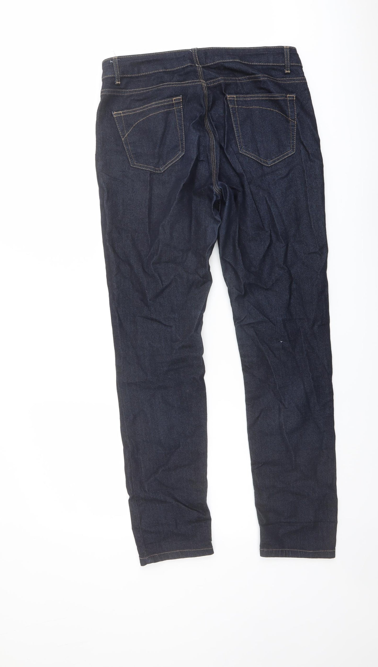 Wallis Womens Blue Cotton Straight Jeans Size 10 L28 in Regular Button