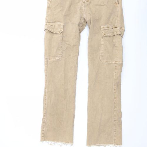 Brownie Womens Beige Cotton Straight Jeans Size XS L26 in Regular Button