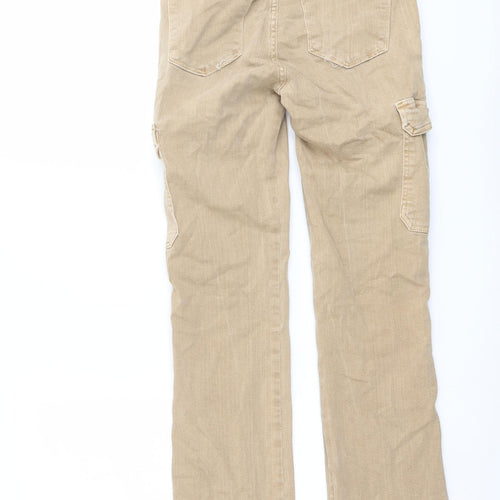 Brownie Womens Beige Cotton Straight Jeans Size XS L26 in Regular Button