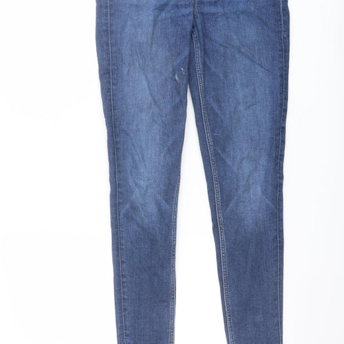 Marks and Spencer Womens Blue Cotton Skinny Jeans Size 8 L28 in Regular Button