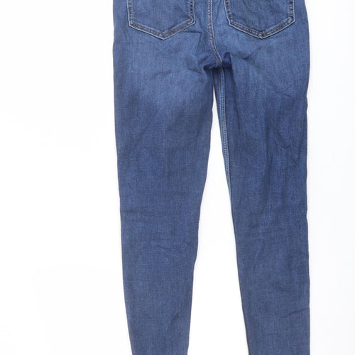 Marks and Spencer Womens Blue Cotton Skinny Jeans Size 8 L28 in Regular Button