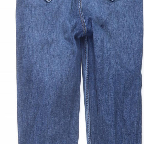 Marks and Spencer Womens Blue Cotton Skinny Jeans Size 8 L28 in Regular Button