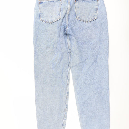 Zara Womens Blue Cotton Mom Jeans Size 6 L27 in Regular Button