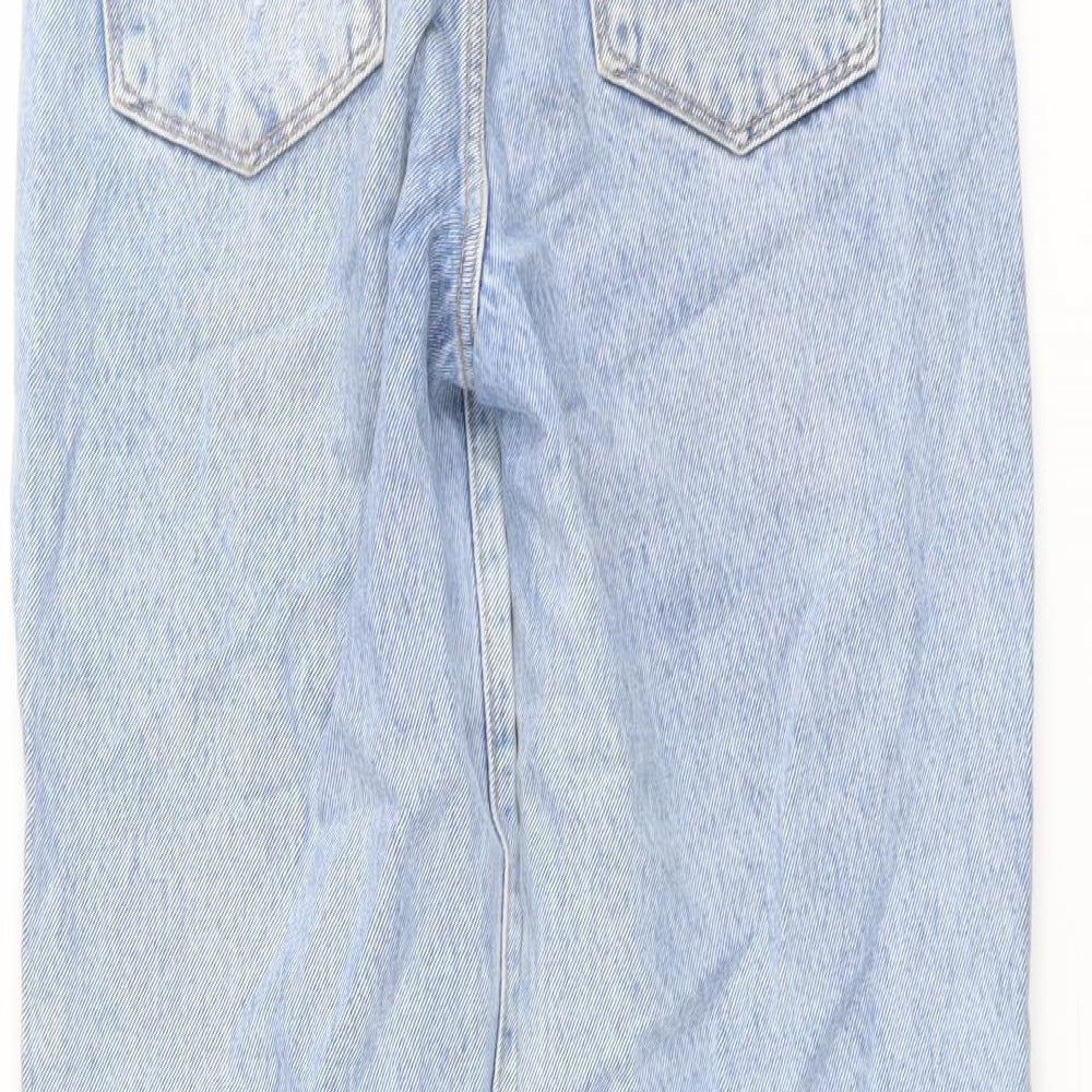 Zara Womens Blue Cotton Mom Jeans Size 6 L27 in Regular Button