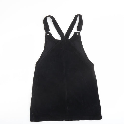 Topsho[p Womens Black Cotton Pinafore/Dungaree Dress Size 6 Square Neck Zip