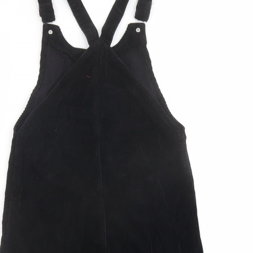 Topsho[p Womens Black Cotton Pinafore/Dungaree Dress Size 6 Square Neck Zip