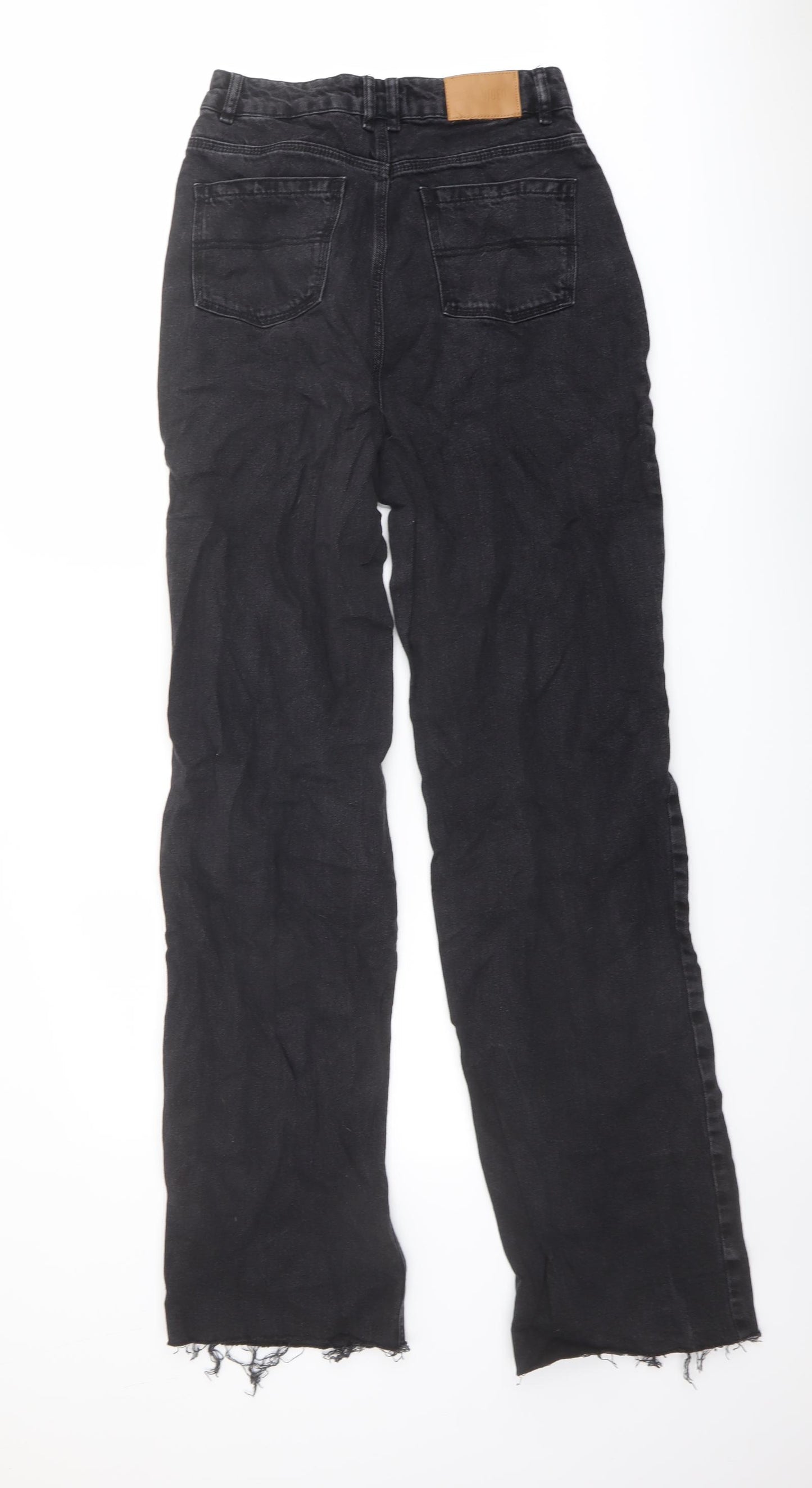 Missguided Womens Grey Cotton Wide-Leg Jeans Size 8 L35 in Regular Button