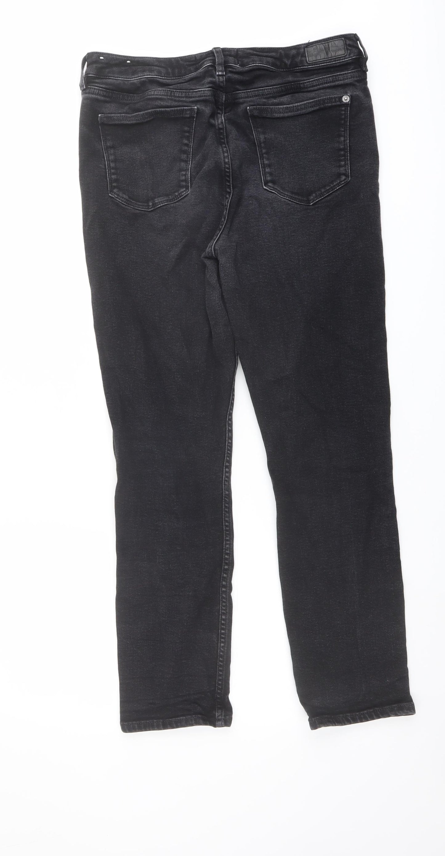 Fat Face Womens Grey Cotton Straight Jeans Size 12 L26 in Regular Button