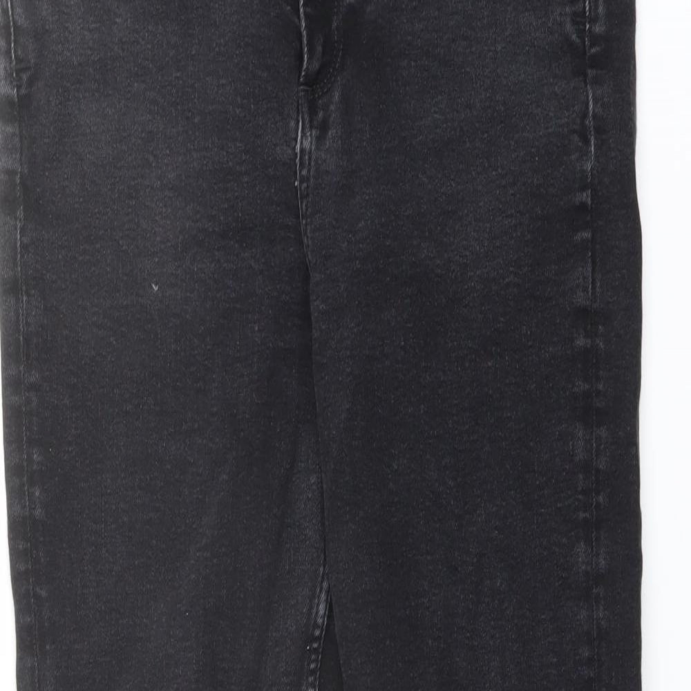 Fat Face Womens Grey Cotton Straight Jeans Size 12 L26 in Regular Button