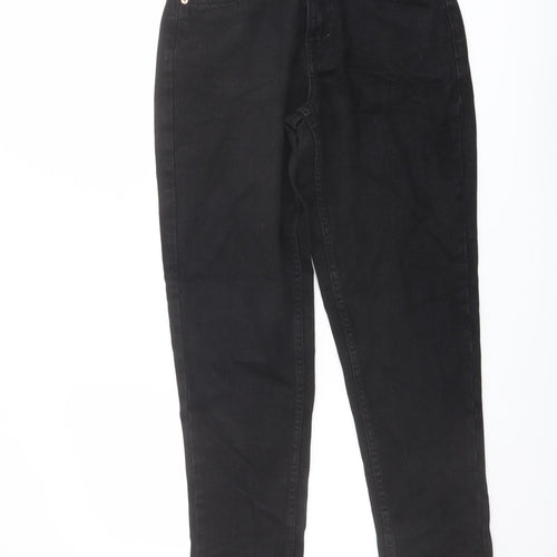 Denim & Co. Womens Black Cotton Mom Jeans Size 8 L27 in Regular Button