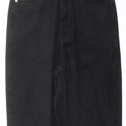 Denim & Co. Womens Black Cotton Mom Jeans Size 8 L27 in Regular Button