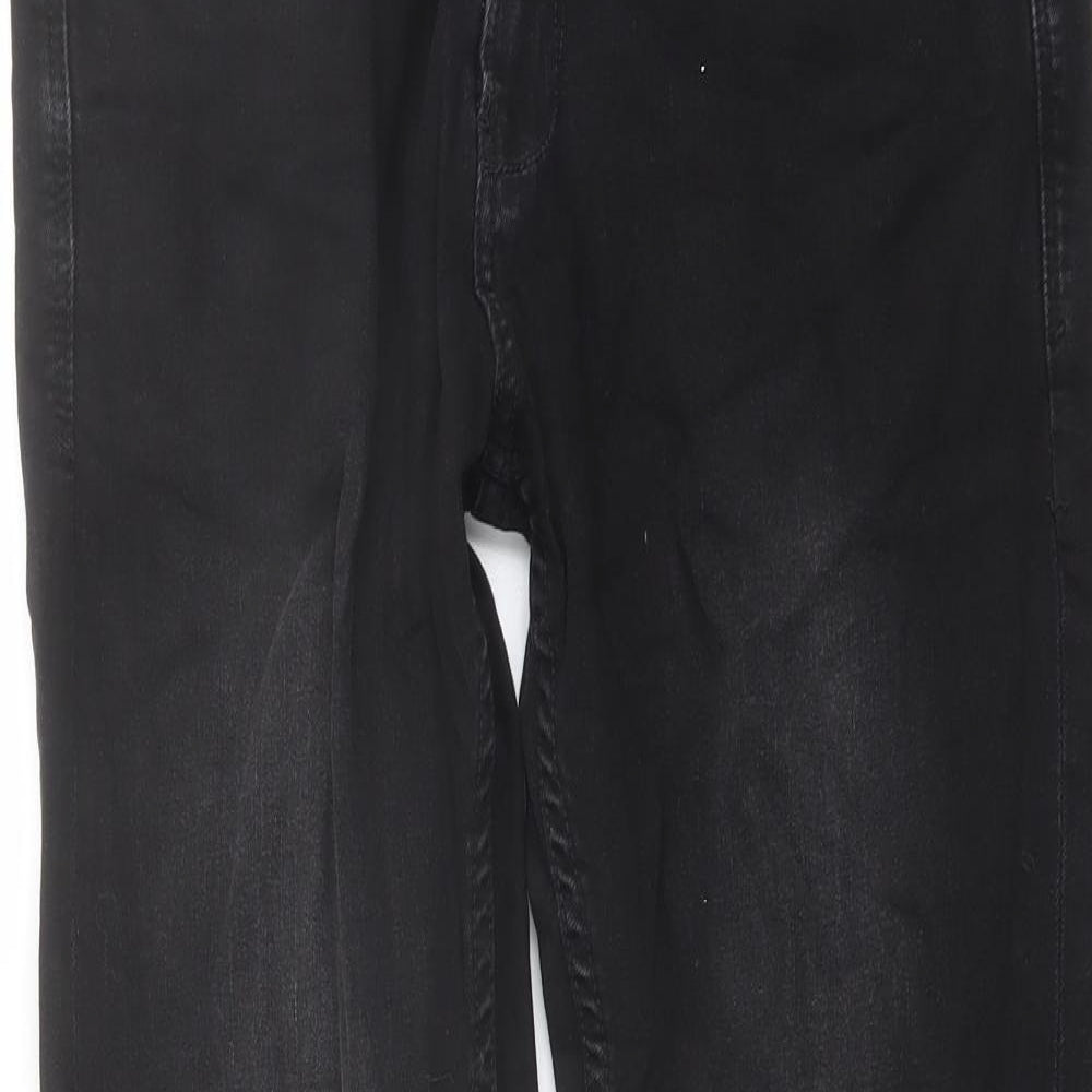 Zara Mens Black Cotton Straight Jeans Size 32 in L36 in Regular Button