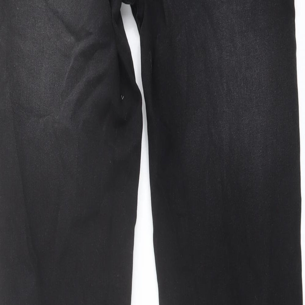 Zara Mens Black Cotton Straight Jeans Size 32 in L36 in Regular Button