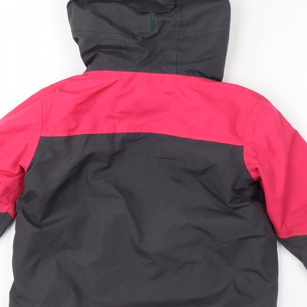 Peter Storm Girls Grey Colourblock Windbreaker Jacket Size 3-4 Years Zip - Hooded Weathergear Logo