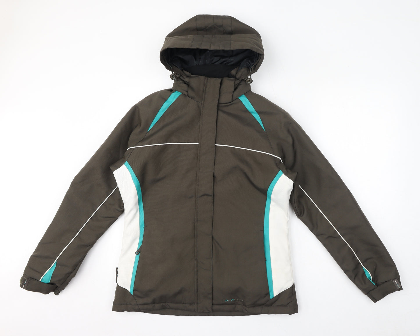 Parallel Womens Green Windbreaker Jacket Size 10 Zip - Hooded Water Resistant