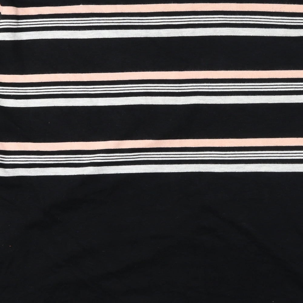 Wallis Womens Black Crew Neck Striped Acrylic Pullover Jumper Size 20