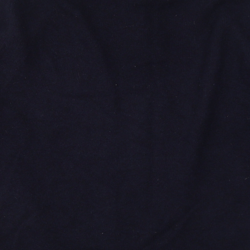 Savile Row Mens Blue Mock Neck Wool Pullover Jumper Size L Long Sleeve