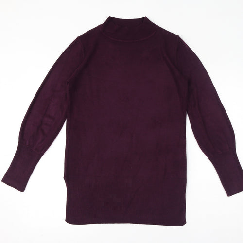 Marks and Spencer Womens Purple Mock Neck Acrylic Pullover Jumper Size S
