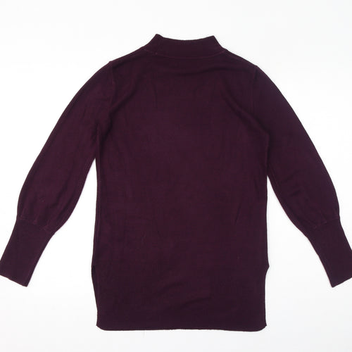 Marks and Spencer Womens Purple Mock Neck Acrylic Pullover Jumper Size S