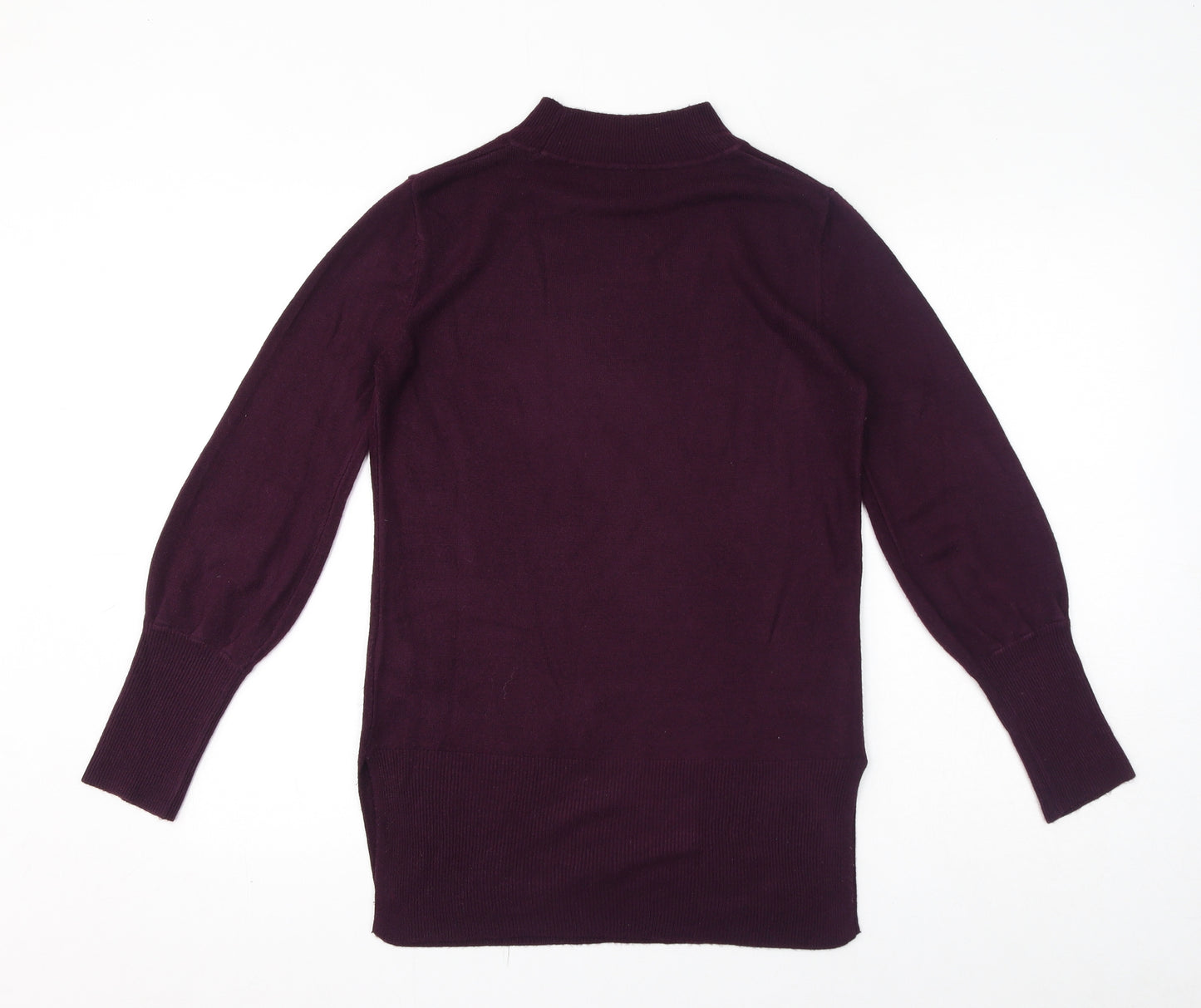 Marks and Spencer Womens Purple Mock Neck Acrylic Pullover Jumper Size S
