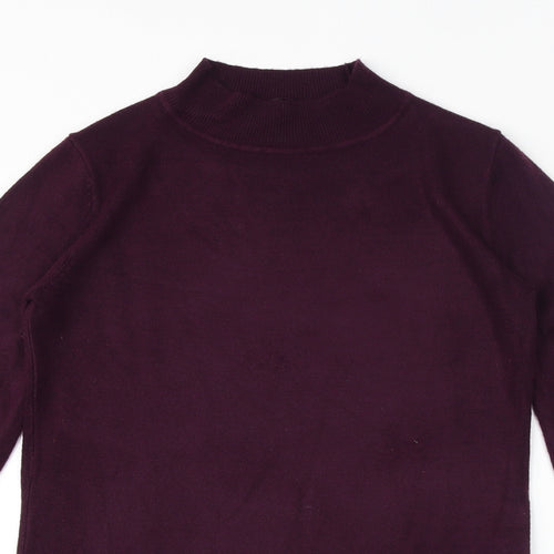 Marks and Spencer Womens Purple Mock Neck Acrylic Pullover Jumper Size S