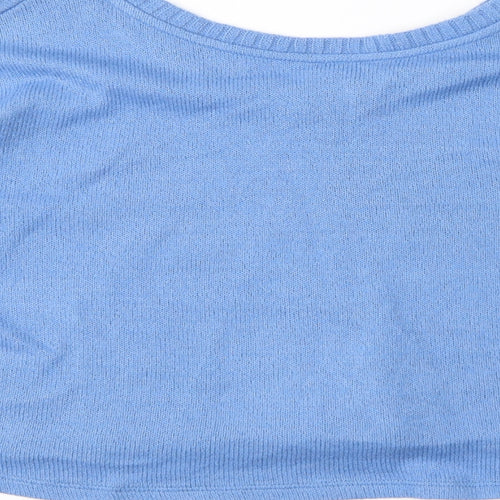Marks and Spencer Womens Blue V-Neck Acrylic Pullover Jumper Size 14