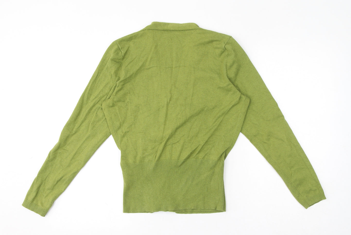 Phase Eight Womens Green V-Neck Cotton Pullover Jumper Size 14 - Cross-over