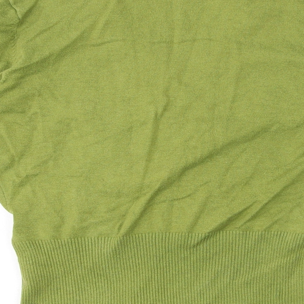 Phase Eight Womens Green V-Neck Cotton Pullover Jumper Size 14 - Cross-over