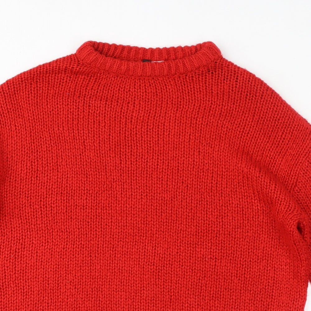 Divided Womens Red Crew Neck Acrylic Pullover Jumper Size XS