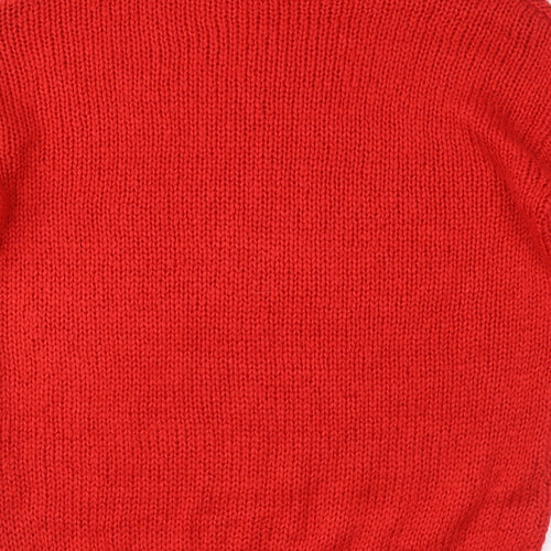 Divided Womens Red Crew Neck Acrylic Pullover Jumper Size XS