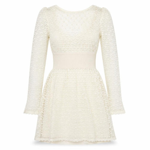 Miss Selfridge Womens Ivory Acrylic Fit & Flare Size 10 Boat Neck Pullover