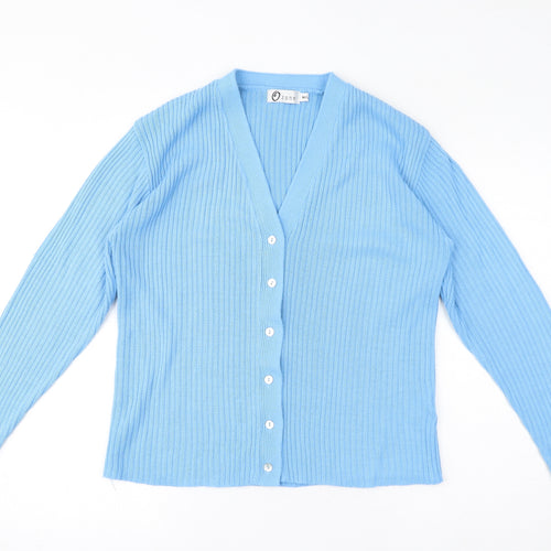 Ozone Womens Blue V-Neck Acrylic Cardigan Jumper Size M - Size M-L