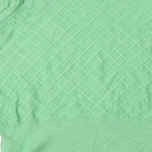 Marks and Spencer Womens Green Crew Neck Argyle/Diamond Viscose Pullover Jumper Size 10