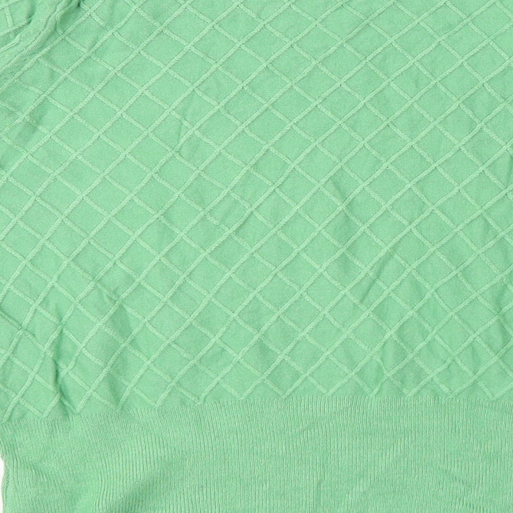 Marks and Spencer Womens Green Crew Neck Argyle/Diamond Viscose Pullover Jumper Size 10