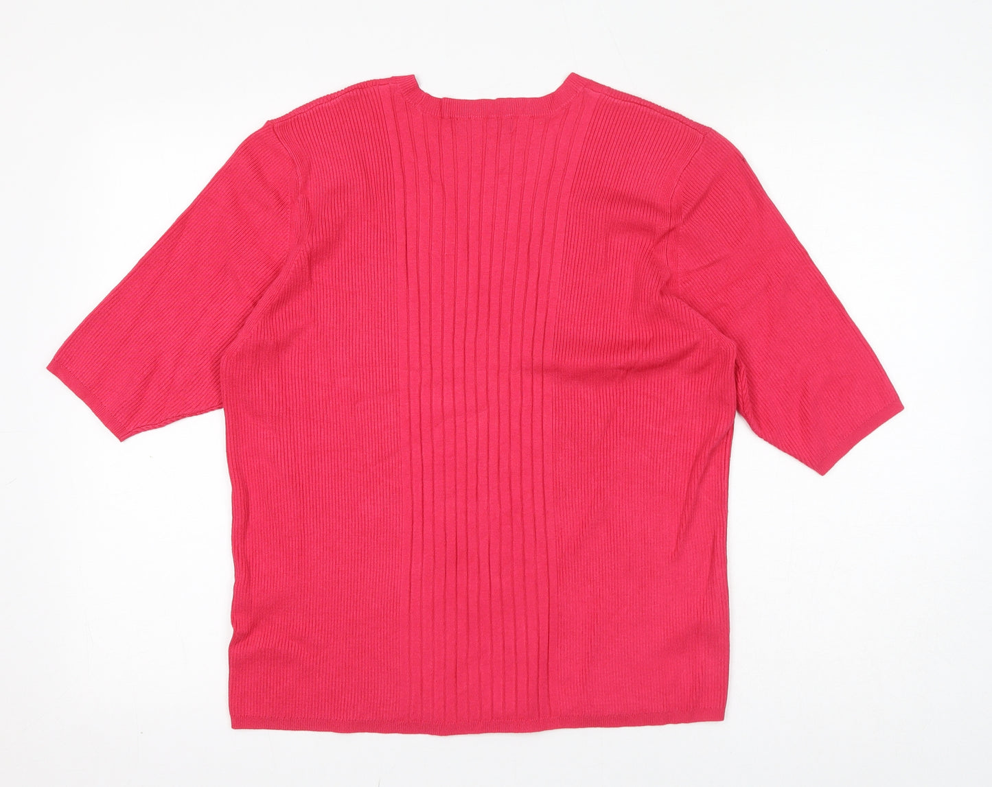 Marks and Spencer Womens Pink Round Neck Polyester Pullover Jumper Size XL