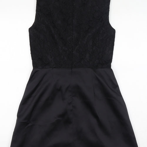 French Connection Womens Black Polyester A-Line Size 8 Square Neck Zip - Bow Detail