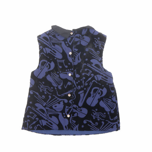 Autograph Girls Blue Geometric Viscose Basic Blouse Size 8-9 Years Collared Button